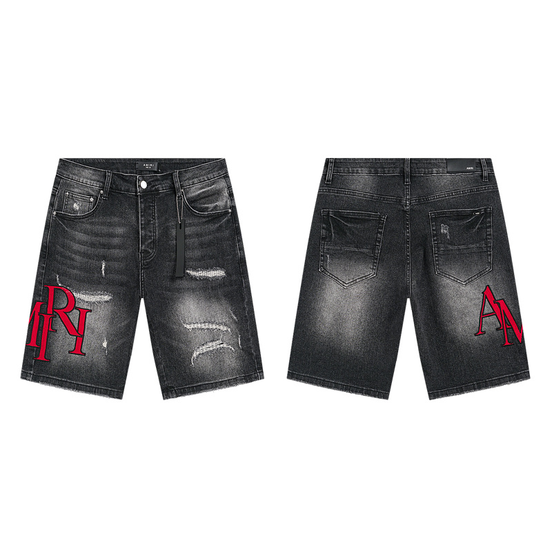 Amiri Logo Patch Black Denim Shorts H200 AM601