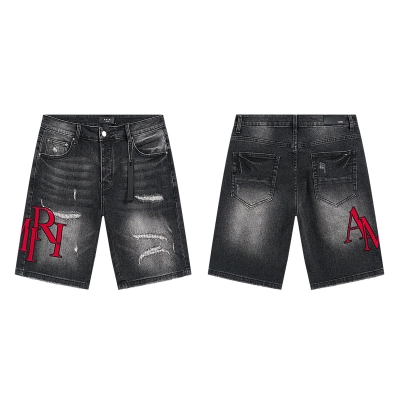 Amiri Logo Patch Black Denim Shorts H200 AM601 01
