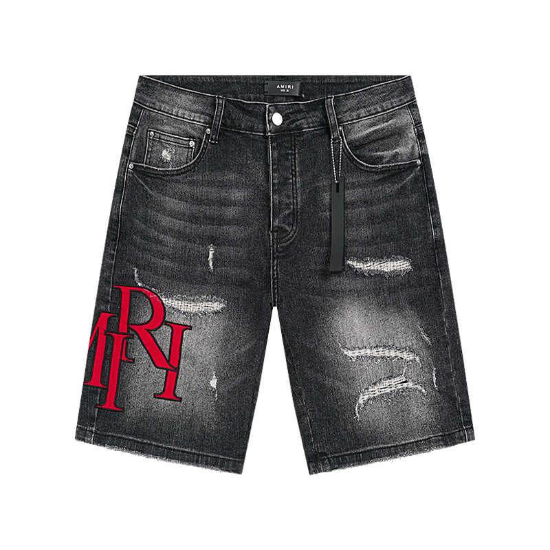 Amiri Logo Patch Black Denim Shorts H200 AM601