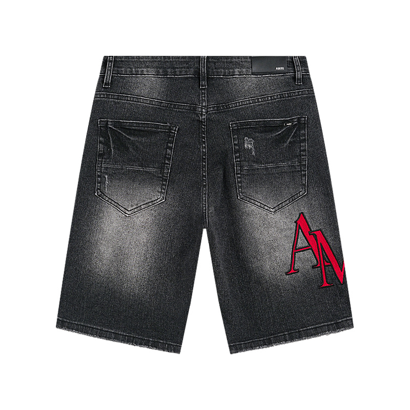 Amiri Logo Patch Black Denim Shorts H200 AM601