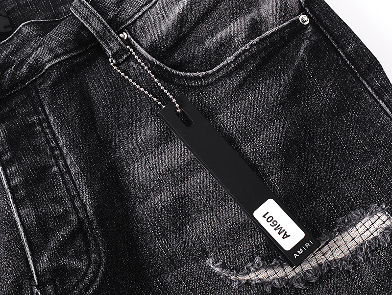 Amiri Logo Patch Black Denim Shorts H200 AM601