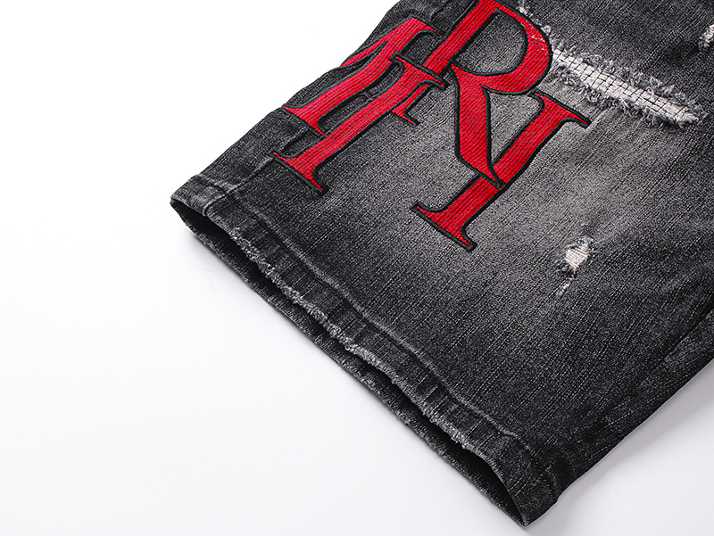 Amiri Logo Patch Black Denim Shorts H200 AM601