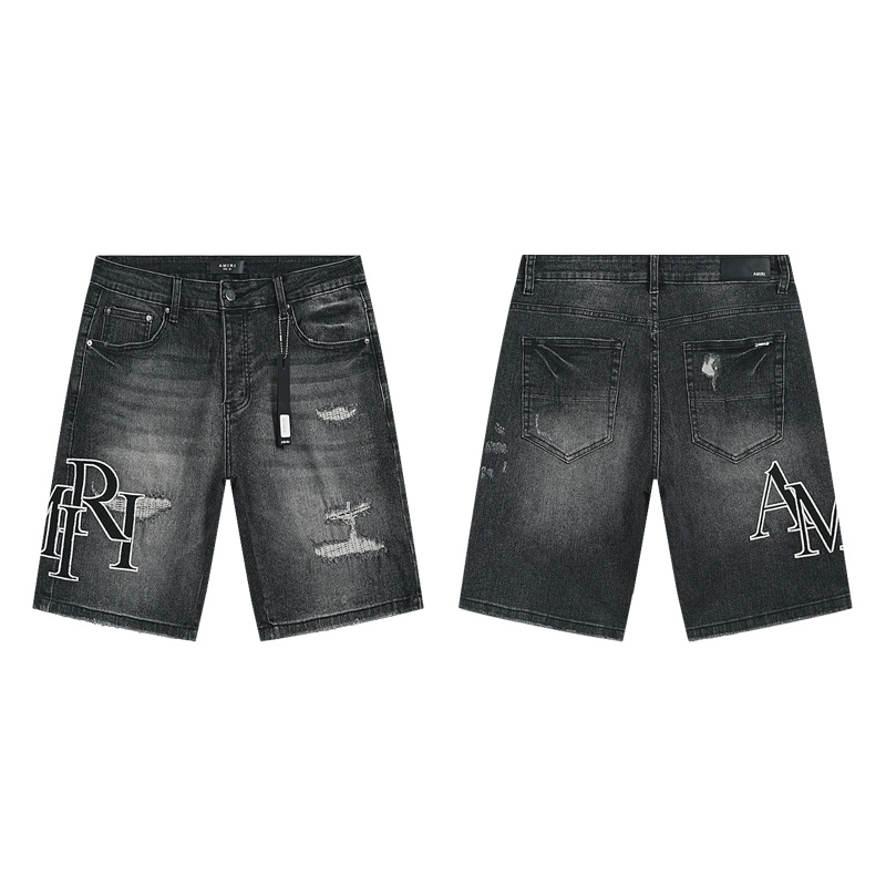 Amiri Logo Patch Black Denim Shorts H200 AM605