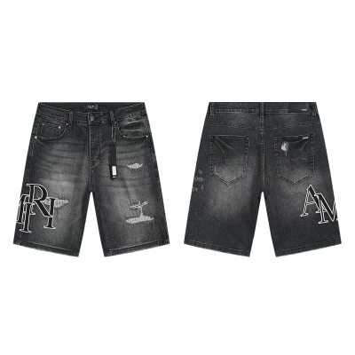 Amiri Logo Patch Black Denim Shorts H200 AM605 01
