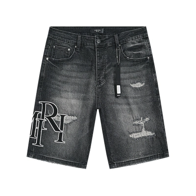 Amiri Logo Patch Black Denim Shorts H200 AM605 02
