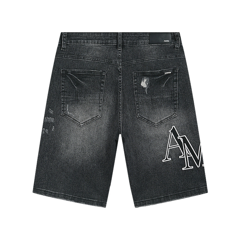 Amiri Logo Patch Black Denim Shorts H200 AM605