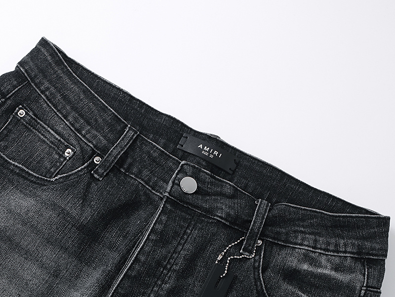 Amiri Logo Patch Black Denim Shorts H200 AM605
