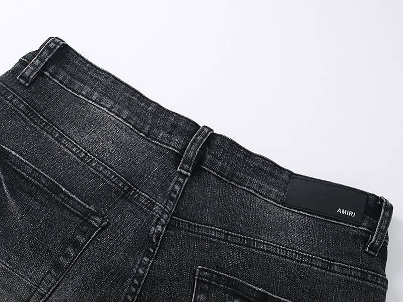 Amiri Logo Patch Black Denim Shorts H200 AM605