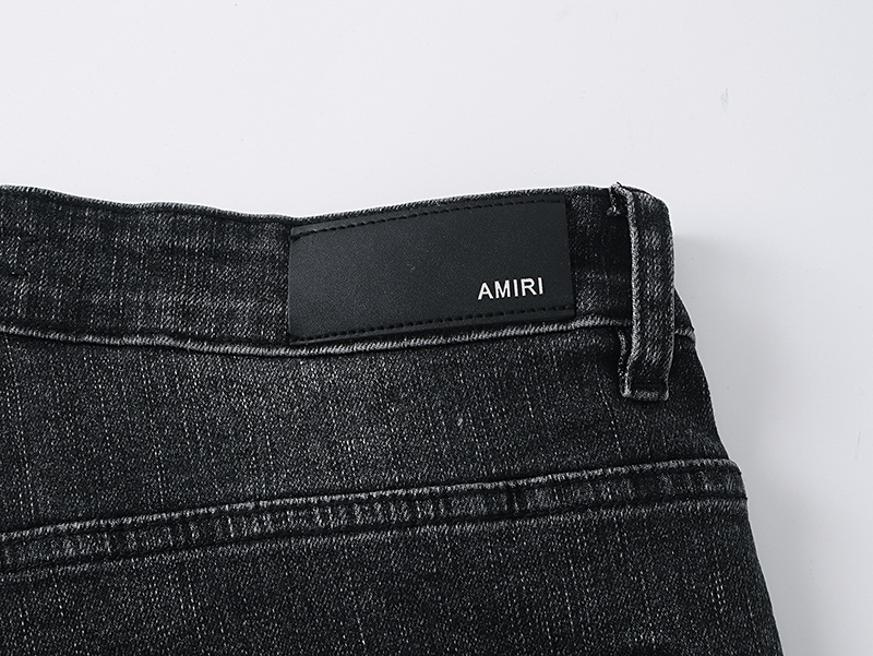 Amiri Logo Patch Black Denim Shorts H200 AM605