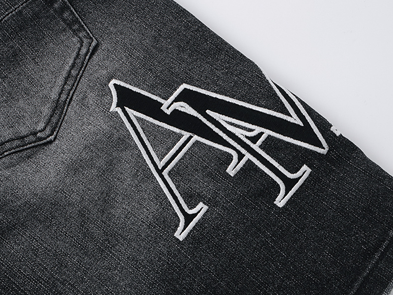 Amiri Logo Patch Black Denim Shorts H200 AM605