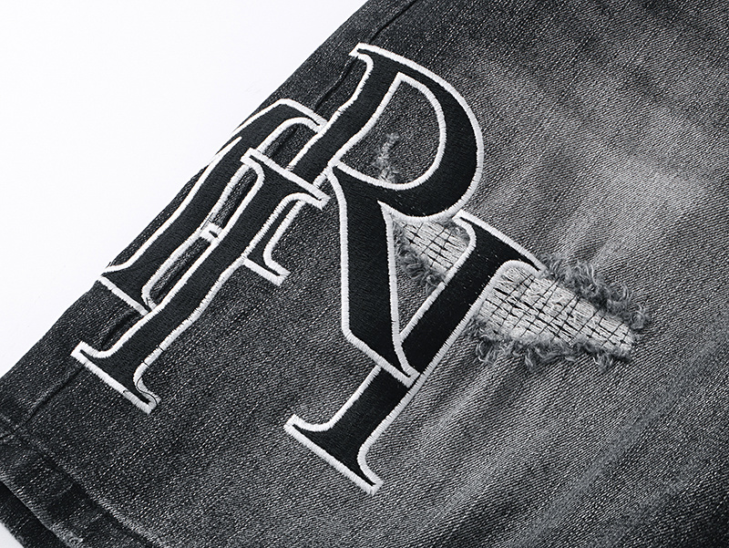 Amiri Logo Patch Black Denim Shorts H200 AM605