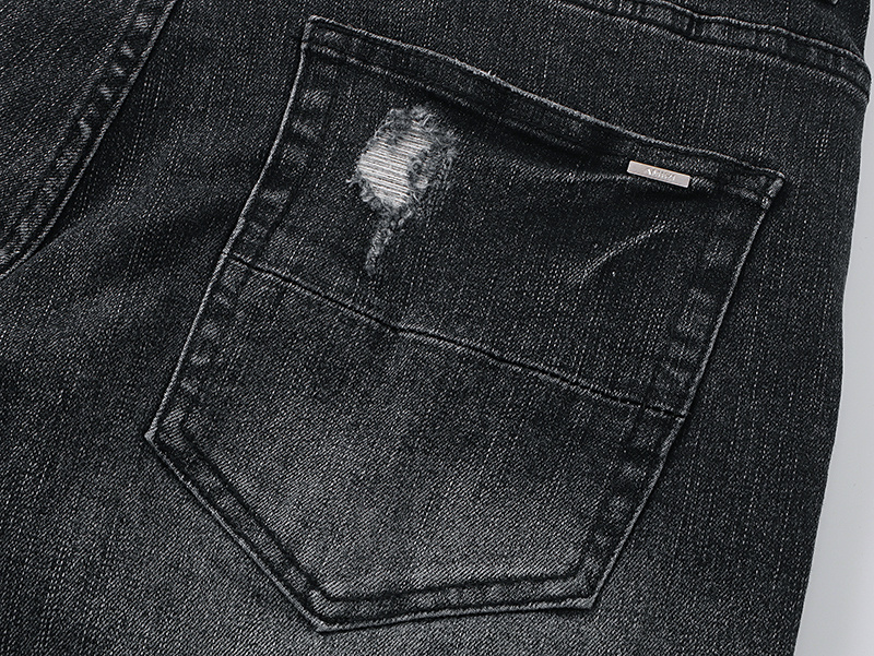 Amiri Logo Patch Black Denim Shorts H200 AM605