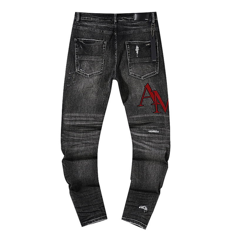 Amiri Logo Patch Distressed Black Jeans H200 AM320