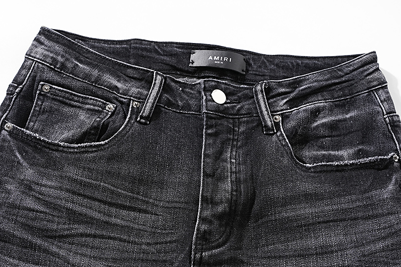 Amiri Logo Patch Distressed Black Jeans H200 AM320