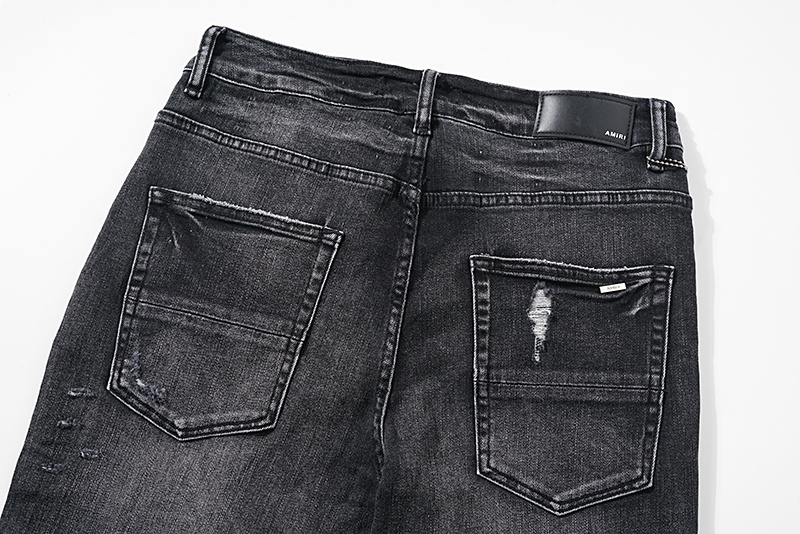 Amiri Logo Patch Distressed Black Jeans H200 AM320