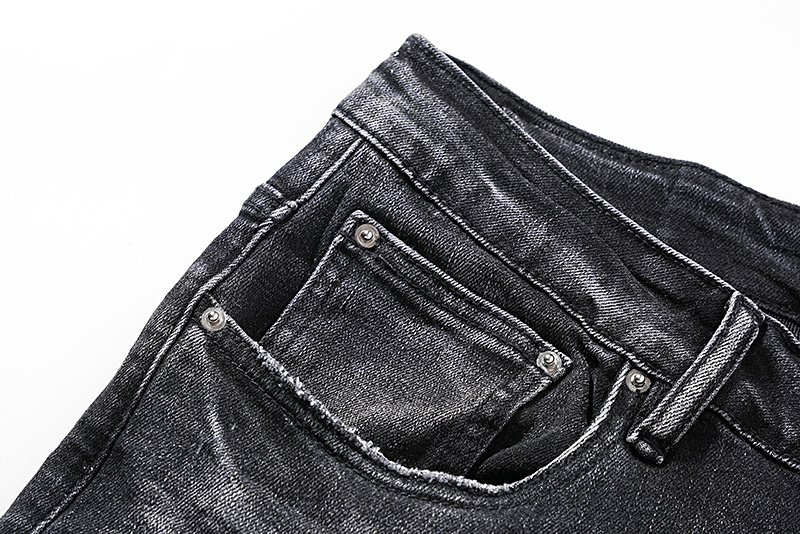 Amiri Logo Patch Distressed Black Jeans H200 AM320