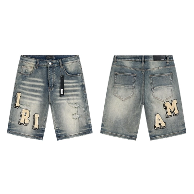 Amiri Logo Patch Light Blue Denim Shorts H200 AM603 01