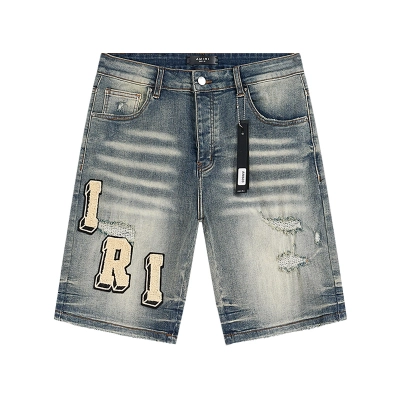 Amiri Logo Patch Light Blue Denim Shorts H200 AM603 02