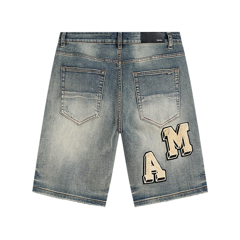 Amiri Logo Patch Light Blue Denim Shorts H200 AM603