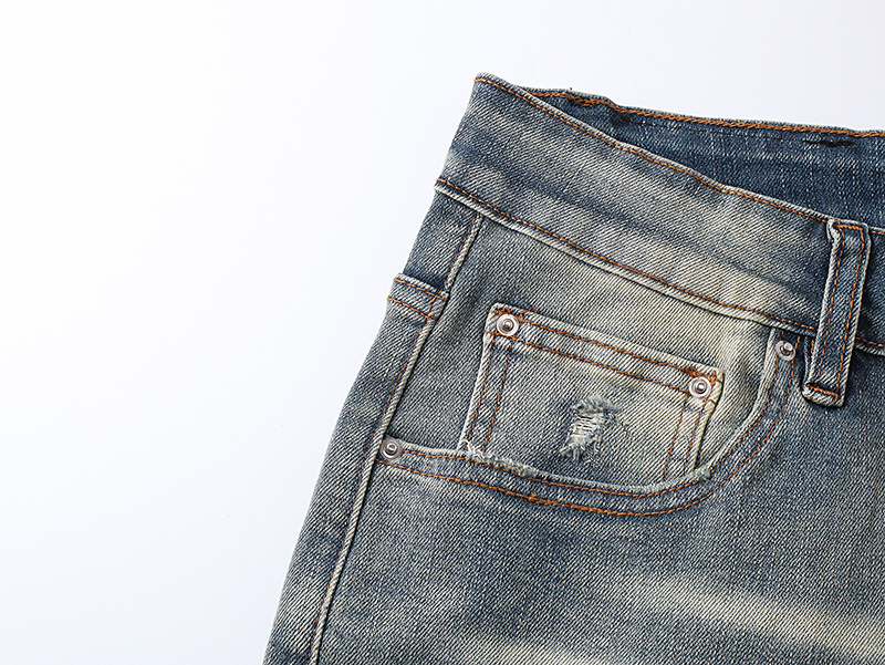 Amiri Logo Patch Light Blue Denim Shorts H200 AM603