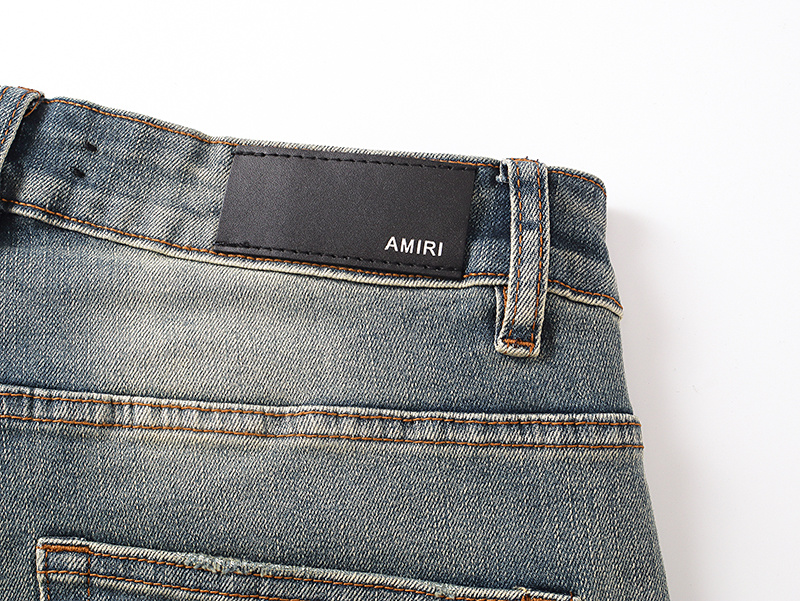 Amiri Logo Patch Light Blue Denim Shorts H200 AM603