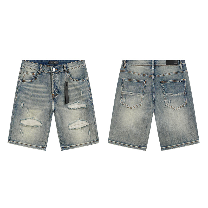 Amiri Logo Patch Light Blue Denim Shorts H200 AM606