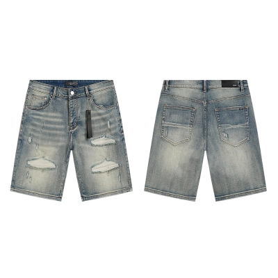 Amiri Logo Patch Light Blue Denim Shorts H200 AM606 01
