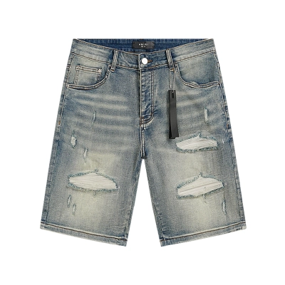 Amiri Logo Patch Light Blue Denim Shorts H200 AM606 02