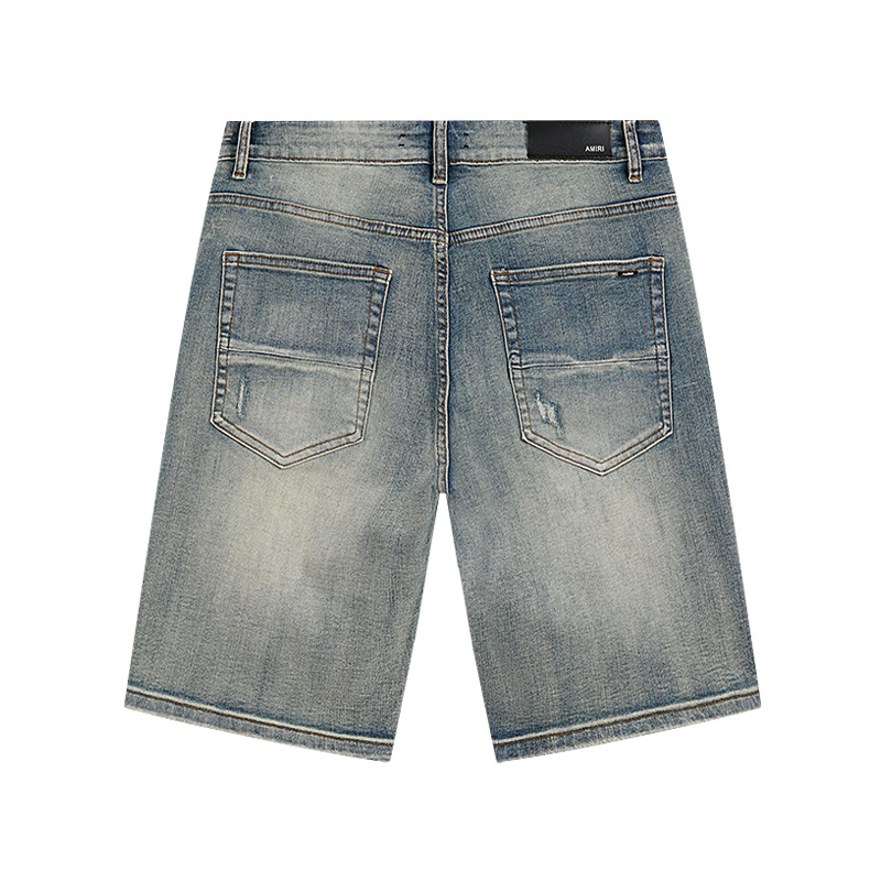 Amiri Logo Patch Light Blue Denim Shorts H200 AM606