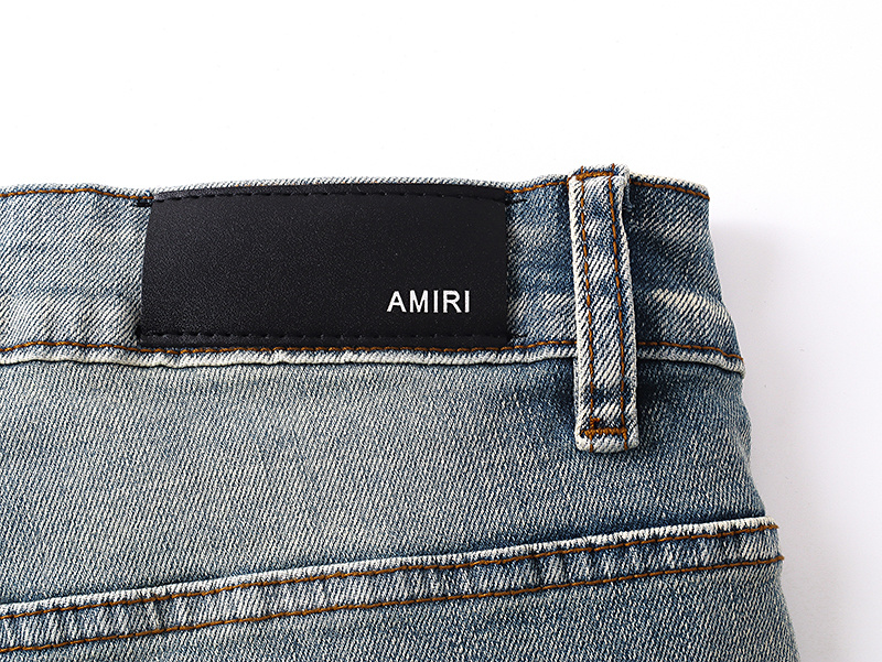 Amiri Logo Patch Light Blue Denim Shorts H200 AM606