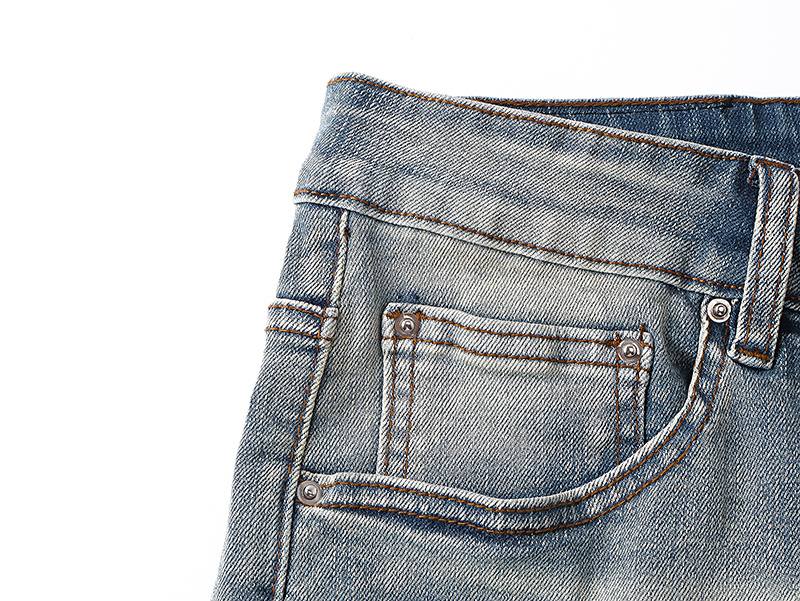Amiri Logo Patch Light Blue Denim Shorts H200 AM606