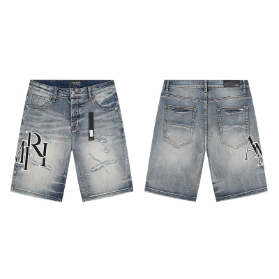 Amiri Logo Patch Light Blue Denim Shorts H200 AM607 01