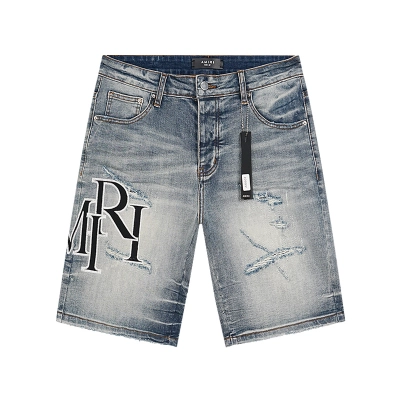 Amiri Logo Patch Light Blue Denim Shorts H200 AM607 02