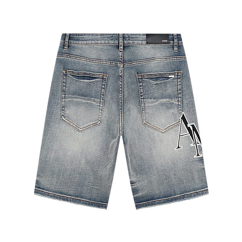 Amiri Logo Patch Light Blue Denim Shorts H200 AM607