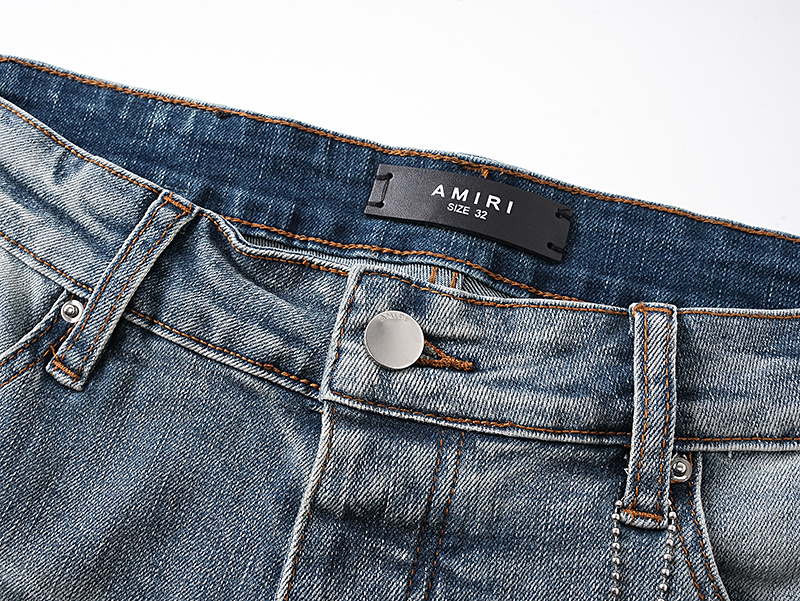 Amiri Logo Patch Light Blue Denim Shorts H200 AM607
