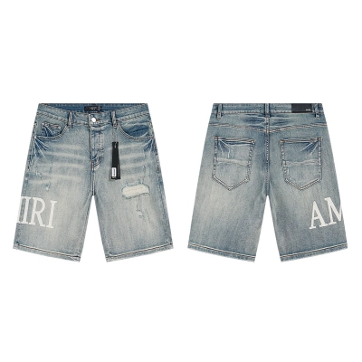 Amiri Logo Patch Light Blue Denim Shorts H200 AM608 01