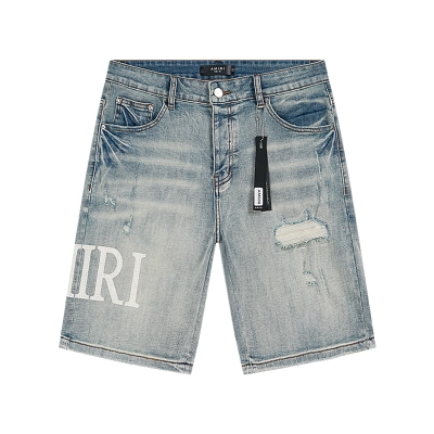 Amiri Logo Patch Light Blue Denim Shorts H200 AM608 02