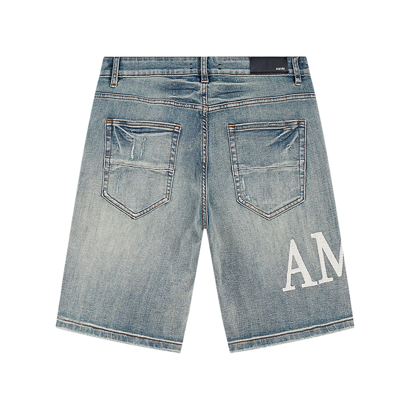 Amiri Logo Patch Light Blue Denim Shorts H200 AM608