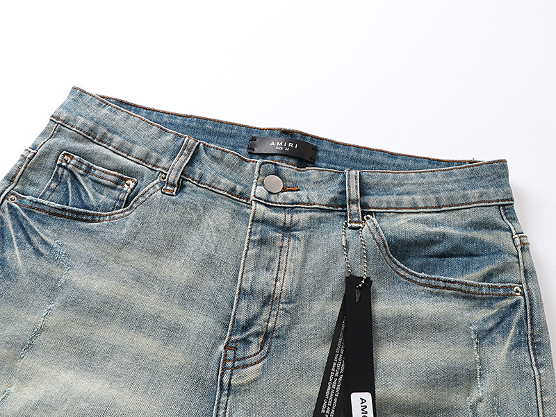 Amiri Logo Patch Light Blue Denim Shorts H200 AM608