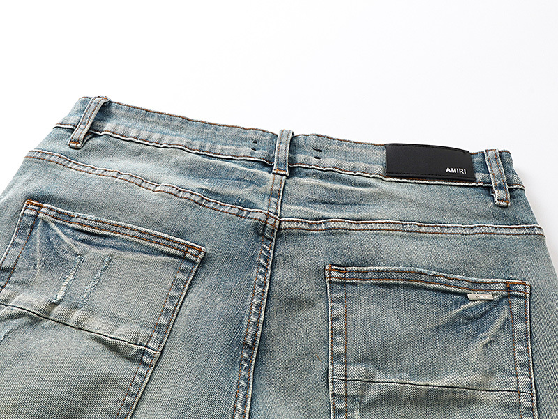 Amiri Logo Patch Light Blue Denim Shorts H200 AM608