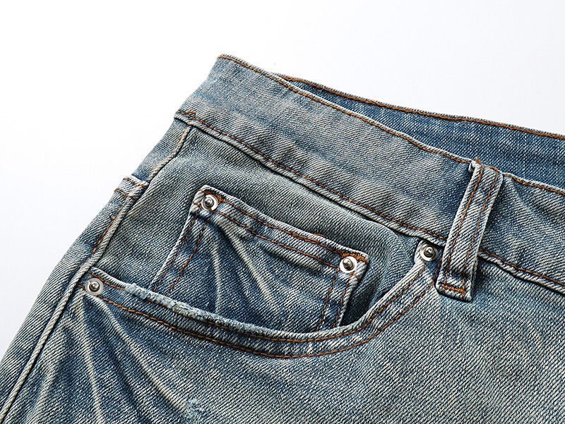 Amiri Logo Patch Light Blue Denim Shorts H200 AM608