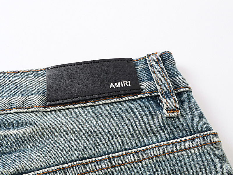 Amiri Logo Patch Light Blue Denim Shorts H200 AM608