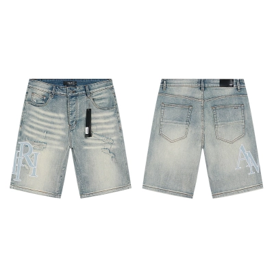Amiri Logo Patch Light Blue Denim Shorts H200 AM609 01