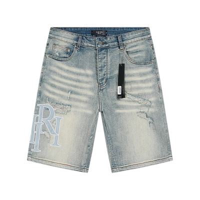 Amiri Logo Patch Light Blue Denim Shorts H200 AM609 02