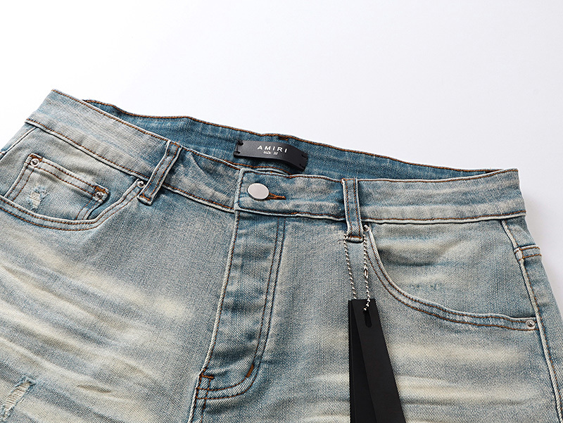 Amiri Logo Patch Light Blue Denim Shorts H200 AM609
