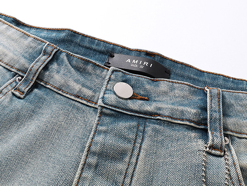 Amiri Logo Patch Light Blue Denim Shorts H200 AM609