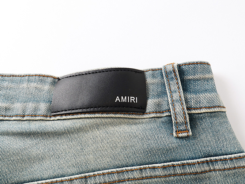 Amiri Logo Patch Light Blue Denim Shorts H200 AM609