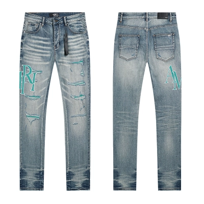 Amiri Logo Patch Light Blue Jeans H200 AM347 01