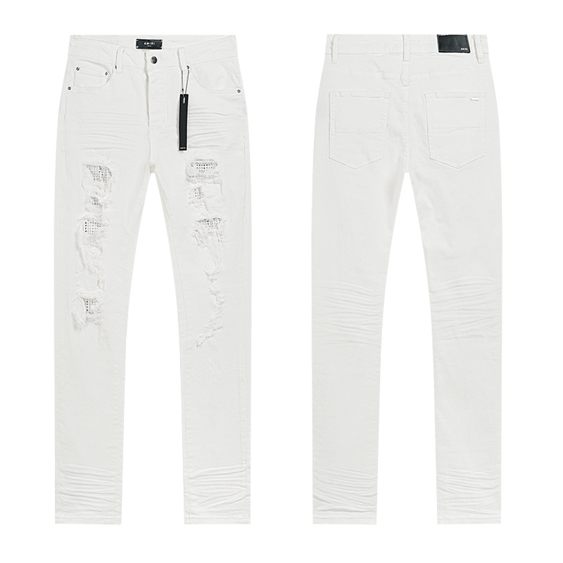 Amiri Logo Patch White Jeans H200 AM333
