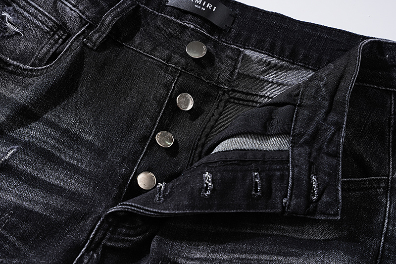 Amiri Moto Distressed Black Jeans H200 AM313